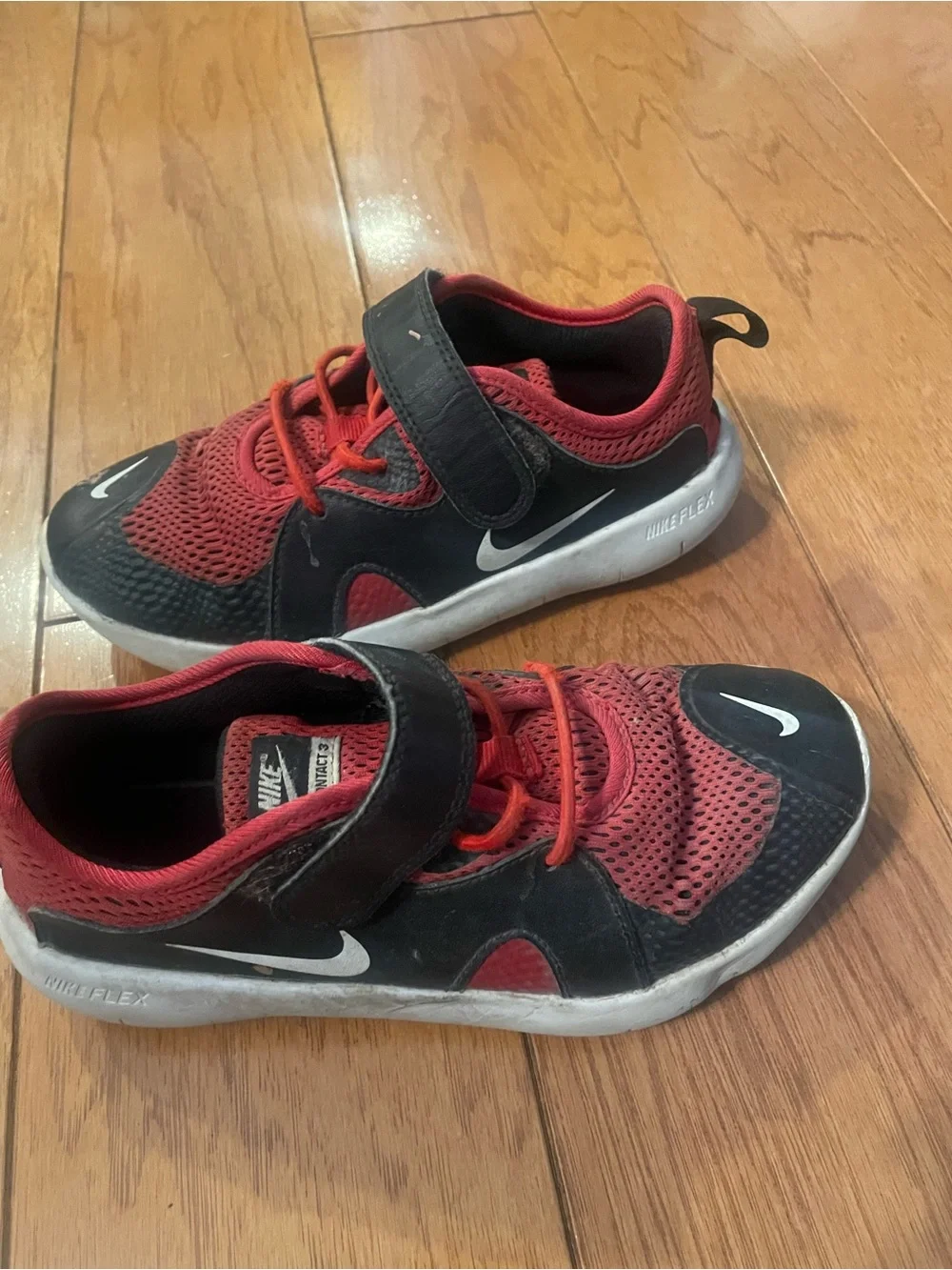 Nike Kids Red and Black Velcro Athletic Sneakers